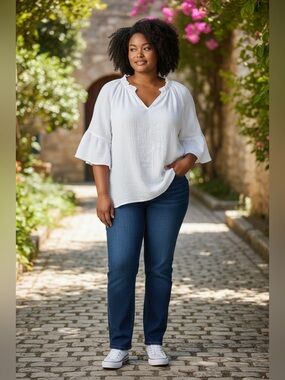 Tribal White Gauze Peasant Tunic